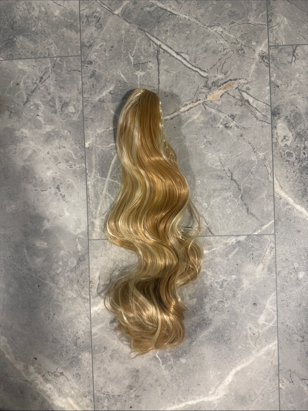 2/$45. 20” Synthetic Blonde Wavy Clip in Ponytail Extension - Golden Blonde